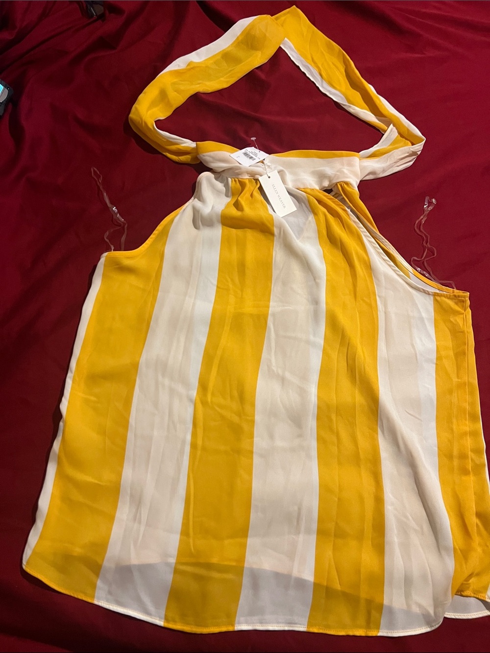 Yellow and White Stripe Halter Top